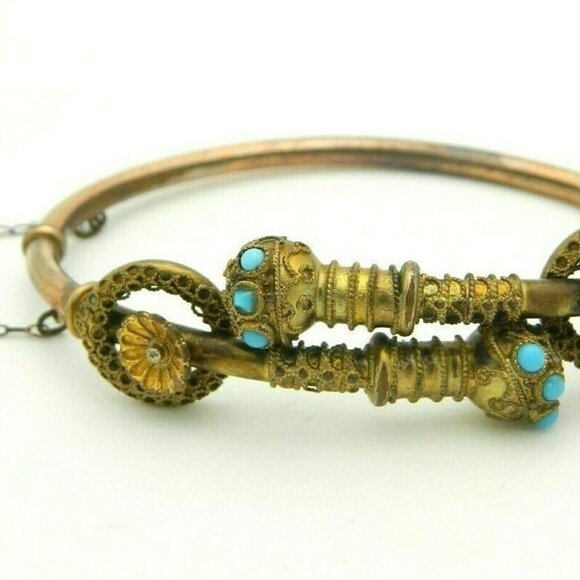 Antique Gold Filled Bypass Bangle Bracelet - Picture 2 of 5